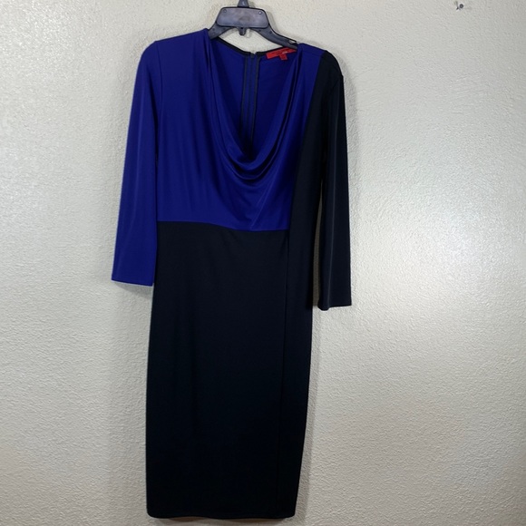 Narciso Rodriguez for  Design Nation Dress Black Cobalt Blue M Long Sleeve - Picture 1 of 13